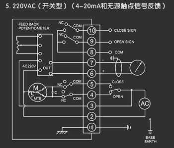 220VAC開關型<a href='http://www.mksicwo.cn/Product/diefa/diandongdiefa/' target='_blank'>電動<a href='http://www.mksicwo.cn/Product/diefa/' target='_blank'>蝶閥</a></a>接線圖