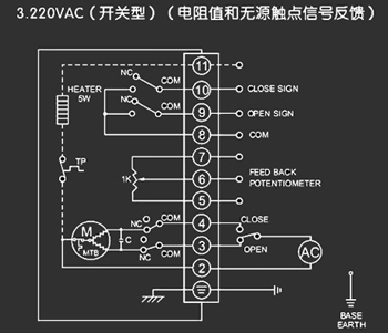 220VAC開關型<a href='http://www.mksicwo.cn/Product/diefa/diandongdiefa/' target='_blank'>電動<a href='http://www.mksicwo.cn/Product/diefa/' target='_blank'>蝶閥</a></a>接線圖