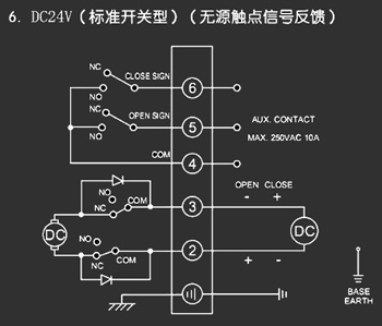 ＤＣ24Ｖ標準開關型<a href='http://www.mksicwo.cn/Product/diefa/diandongdiefa/' target='_blank'>電動<a href='http://www.mksicwo.cn/Product/diefa/' target='_blank'>蝶閥</a></a>接線圖